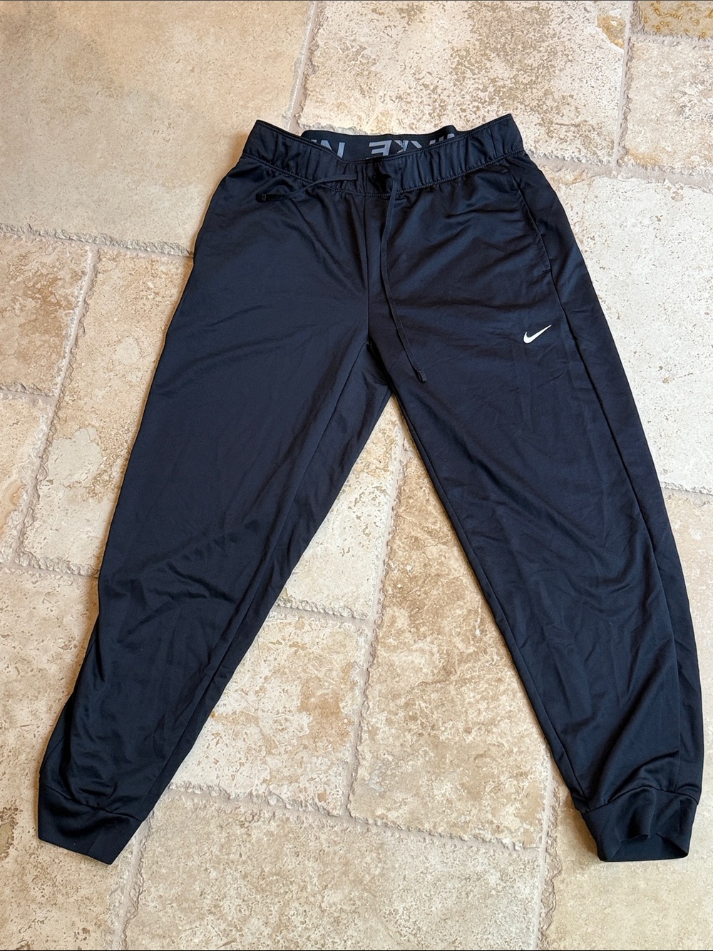 Nike Black Track Joggers with White Swoosh